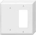 Decorator Rocker/Blank Wall Plates 2-Gang Switch Outlet Electrical Cover Plate Unbreakable Thermoplastic Faceplate for Light Receptacle Outlet Switch, White (4 Pack)