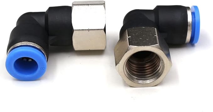 CEKER 4MM Female Elbow 90 Degree Push to Connect Air Fittings, PL 4mm Tubing Od x 1/4" Npt Thread Pneumatic Push In Connectors Quick Connect Tube Fittings 2Packs