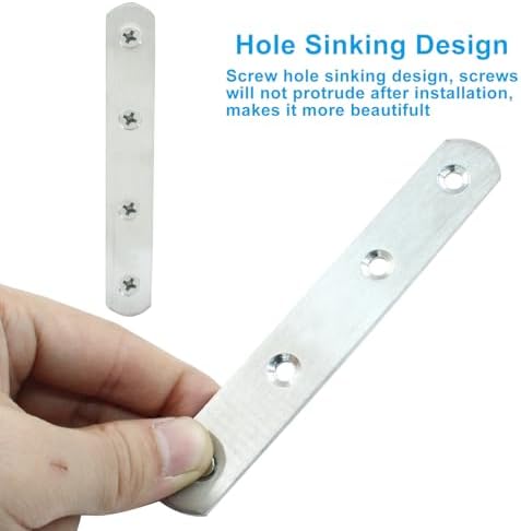 8 Pack 5 Inch Stainless Steel Flat Plate Straight Bracket