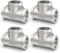 ChillWaves 304 Stainless Steel Pipe Fitting, Tee 3/4" x 3/4" x 3/4" NPT Female Thread Adapter(4-PACK)