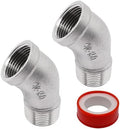 2PCS 45 Degree Elbow Fittings, 3/4" NPT Male Pipe to 3/4" NPT Female 304 Stainless Steel Pipe Fitting, Connector Coupler Apply to Outdoor/Garden/Industrial
