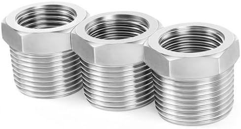 ChillWaves 304 Stainless Steel Pipe Fitting, Reducer Hex Bushing 1" NPT Male x 1/4" NPT Female Thread Adapter(3-PACK)