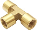 Hooshing Brass Tee Fitting 1/8" x 1/8" x 1/8" NPT Female Tee Adapter for Fuel Oil Gas Plumbing