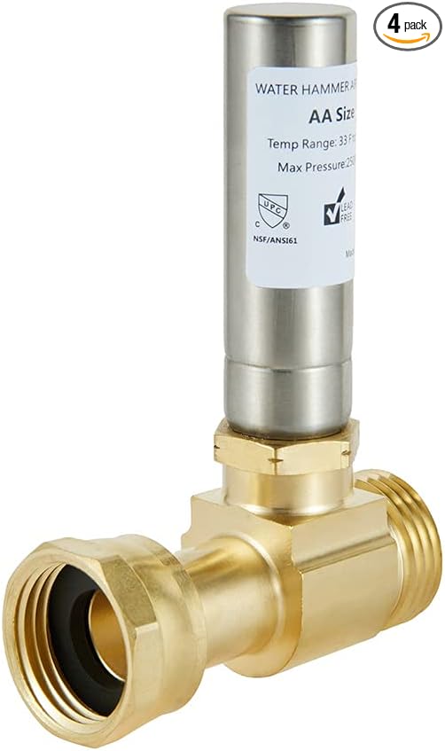 (Pack of 4) EFIELD S-241 Straight Stainless Steel Water Hammer Arrestor For Washing Machine, 3/4 Inch Swivel FHT x 3/4 Inch MHT,(HAMMER020-4PCS)