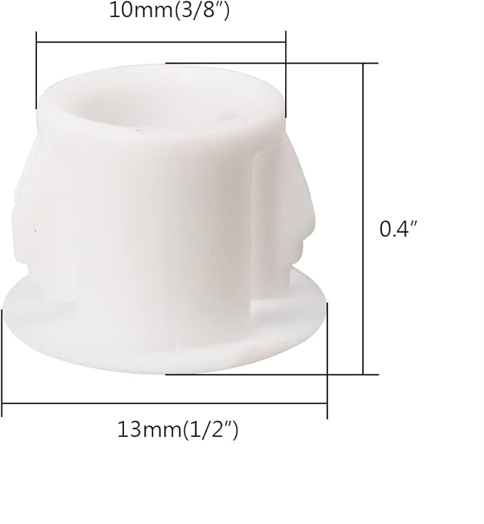 Hole Plugs 3/8" Plastic Flush Type Hole Plugs Snap in Locking Hole Tube Screw Caps Drilling Cover Plugs Fastener Covers for Kitchen Cabinet Furniture White 100 Pack