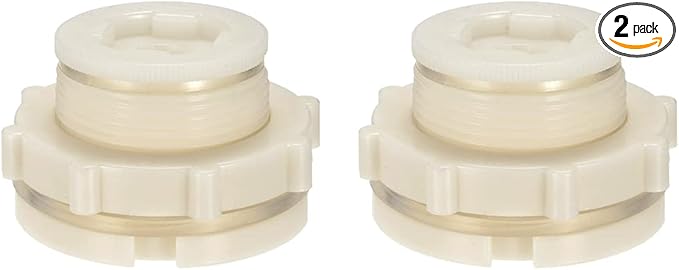 1.25" Female ABS Bulkhead Fitting, Plastic Water Tank Connector Adapter Fitting with Plugs for Outdoor rain Barrel Garden Hose Adapter Spigot kit Water Tank Gallon Drain Bucket(Set of 2)
