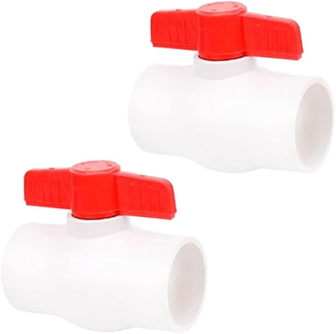2Pack 1-1/2" PVC Ball Valve (Socket x Socket),Schedule 40, Cold Water Pipe 1.5 inch Shut-off Valve Socket for Water Supply Lines, Garden Irrigation & Pipe Fitting Systems,Red T-Handle.
