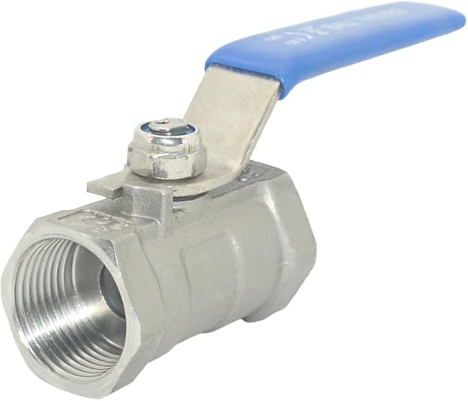 VARMHUS 2PCS 3/4" Stainless Steel 304 Ball Valve 1Pc Type NPT Female Threaded with Heavy Duty Blue Vinyl Insulation Handle,CF8M Ristricted Flow,1000 WOG (2PCS 3/4")