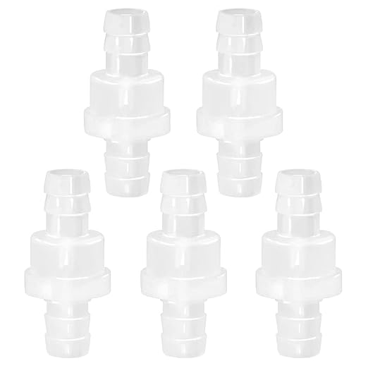 JoyTube 5 Packs Check Valve 3/8” (10MM) One-Way PVDF Plastic Hose Barb for Liquid Air