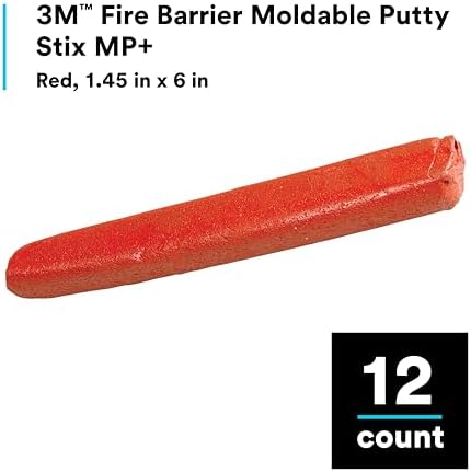 3M Fire Barrier Moldable Putty Stix MP+, Red Color, 1.45 in x 6 in