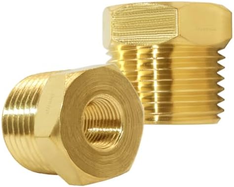 Joywayus 2Pcs Brass Reducing Hex Bushing 1/2" NPT Male to 1/8" NPT Female