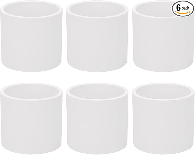 6Pack 2" PVC Pipe Coupling Adapter Pipe Fittings (S x S) Contractor Pack Schedule 40 Heavy Duty 2 Inch PVC Slip Socket Connectors for DIY Shelf Garden Support Structure, White
