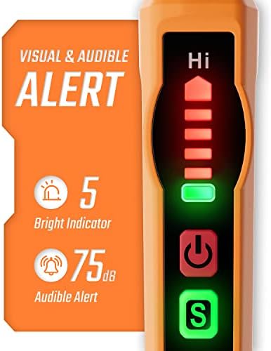 Natural Gas Detector, TopTes PT177 Gas Leak Detector with Audible & Visual Alarm, Portable Gas Sniffer to Locate Combustible Leak Sources Like Methane, Propane for Home (Includes Battery x2)-Orange