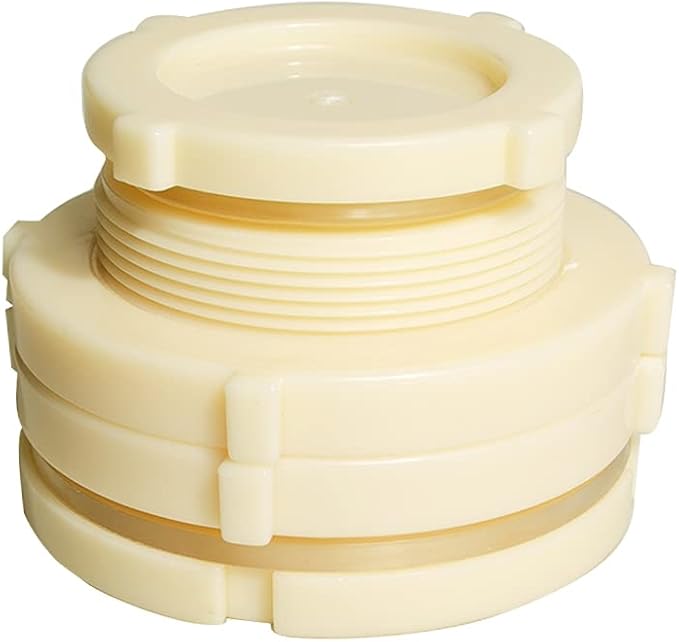 Quickun 3" ABS Bulkhead Water Tank Connector Adapter Fitting with Plugs Thru-Bulk Pipe Fitting (Set of 1)