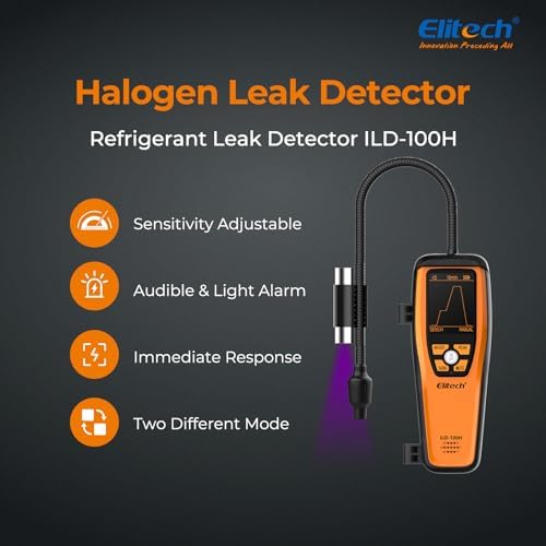 Elitech HVAC Refrigerant Leak Detector Heated Diode Sensor Halogen Freon Sniffer, Air Conditioning Detection, R22 R410A R134A R1234YF CFCs HCFCs HFCs, ILD-100H