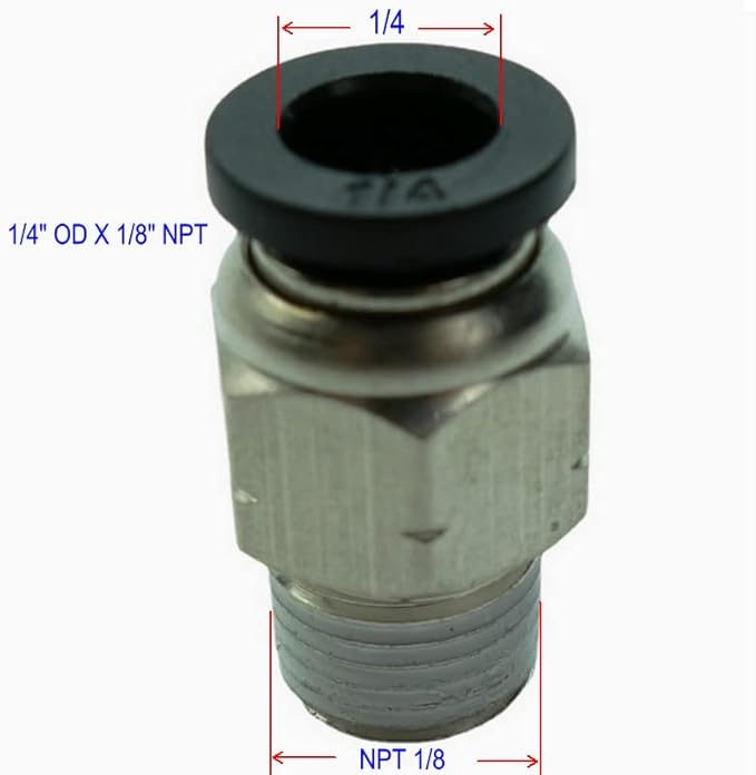 CDQBWQDJT 10 Pcs Pneumation Fitting 1/4" Tube OD Push To Connect X 1/8 NPT Male Pipe