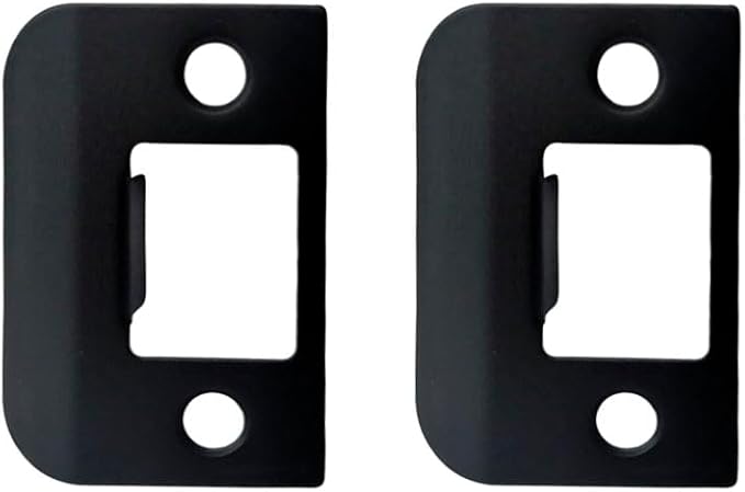 QCAA Solid Brass Extended Lip Strike, 1-1/2"X2-1/4", Matte Black, 2 Pack, Made in Taiwan