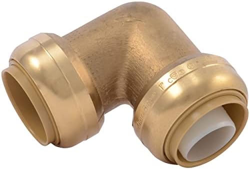 SharkBite 1 Inch 90 Degree Elbow, Push to Connect Brass Plumbing Fitting, PEX Pipe, Copper, CPVC, PE-RT, HDPE, U260LFA
