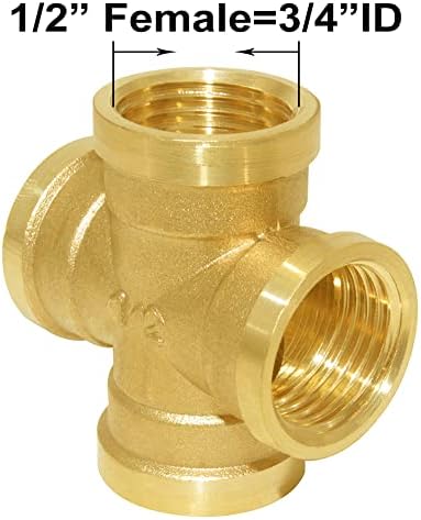 Joywayus 2PCS Brass 1/2" NPS Female 4-Way Pipe Fitting Adapter Hose Coupler