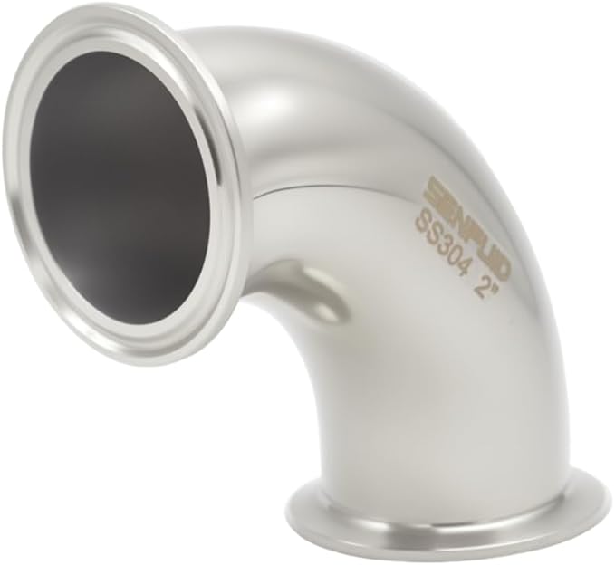 Sanitary Elbow 90 Degree 51mm Pipe OD SS304 Tri Clamp 2" Inch with 2 Silicone Gaskets