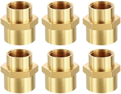 METALLIXITY 6PCS 3/8" FeMale NPT x 1/4" FeMale NPT Thread Brass Coupling