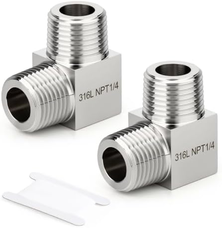 TAISHER 2pcs Forged 316L SS 90 Degree Elbow, 1/4"NPT Male Pipe Connector