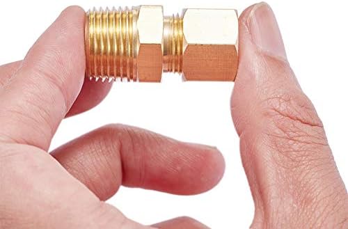 Brass Compression Tube Pipe Fitting Connector, Straight Coupling Adapter, 3/8" Tube OD x 3/8" NPT Male Connector 5pcs (3/8" OD Compression x 3/8" NPT Male)
