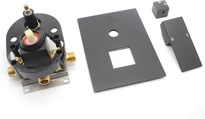2 Way Outlet Function Solid Brass Shower Diverter Valve Mixer Rough-In Shower Handle Valve Kit Replacement in Matte Black