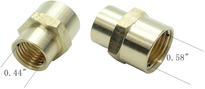 5 Pcs Brass Pipe Fitting Reducing Coupling, FNPT to FNPT Reducer Adapter, 3/8" x 1/4" NPT Female