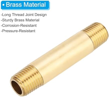 PATIKIL 1/4" x 1/4" NPT Male Brass Pipe Fitting Long Nipple, 10Pcs 3" Long Straight Pipe Fitting Connector Extender for Fuel, Air, Water, Oil, Gas System Connection, 1200PSI