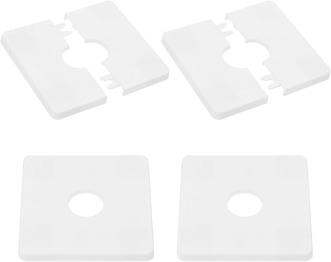 PATIKIL Wall Split Flange 86mm / 3.4" OD, 4 Pcs Square Escutcheon Plate Cover PPR Plumbing Cover Plates with Self-Adhesive Tape for 22mm / 0.9" Dia Water Pipe Faucet, White