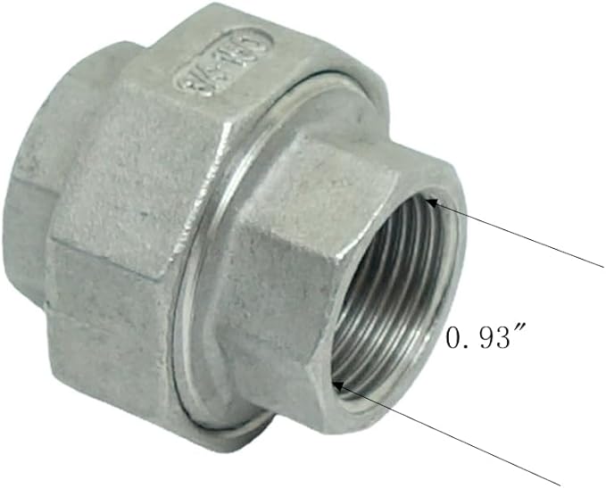 1 Piece Cast Pipe Fittings Threaded Union - 3/4" NPT Female Fitting Stainless Steel 304, Class 150
