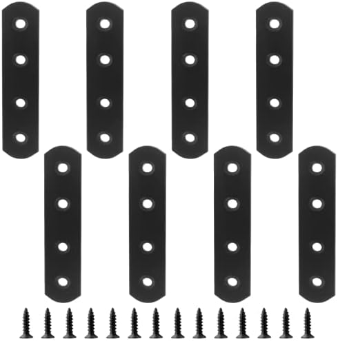 Jiozermi 8 Pcs Straight Brace, 3.9" x 0.8", Stainless Steel,Black