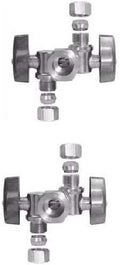 5/8" OD Comp X 3/8" Comp X 1/4" Comp Double Handles 1/4 Turn Angle Stop Water Shut off Valve Lead-Free (Pack 2)