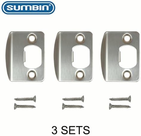 Replacement Products Strike Plate Full Lip 1/4", 2-1/4 Inches, 1-5/8" Center-to-Center, Radius Corner for Knob or Lever Door Lock in Satin Nickel Finish 3 PCS