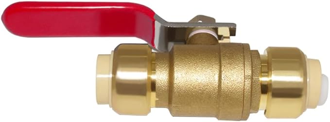 Hooshing 1/2 Inch Ball Valve Push-Fit Full Port Shut Off Water Valve Push-to-Connect, PEX, Copper, CPVC, PE-RT, Solid Brass,Red