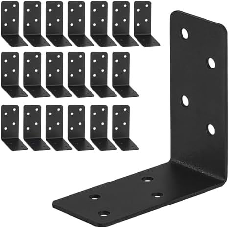 20Pcs Corner Braces,3x3x1.5 Black L Brackets,Right Angle Bracket