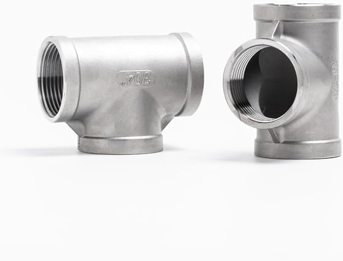 Beduan 1" Tee Female NPT T Shaped 3 Way Cast Pipe Fitting - Stainless Steel 304 (Pack of 2)