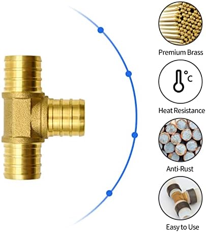 10 Pack 3/4" PEX Fittings, Brass Tee Fittings