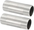 PATIKIL 304 Stainless Steel Pipe Fitting, 2 Pack 1" BSP Male x 1" BSP Male Threaded 3" Length Nipple Cast Pipe for Extending Piping, Silver
