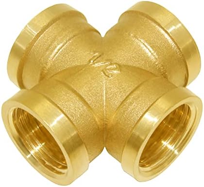 Joywayus 2PCS Brass 1/2" NPS Female 4-Way Pipe Fitting Adapter Hose Coupler