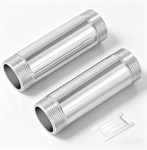 TAISHER 2Pcs 304 SS Nipple Cast Pipe Fitting, 1-1-1/4" NPT Male, 4" Length