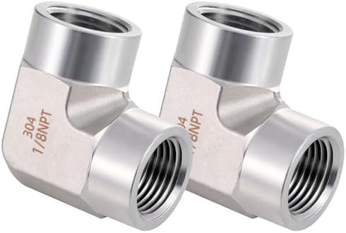 Stainless Steel Pipe Fitting 90 Degree Barstock Street Elbow 1/8" NPT Female x 1/8" NPT Female 2 Pack