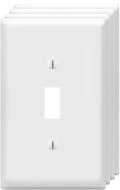 Toggle Light Switch Wall Plates 1-Gang Switch Electrical Cover Plate Unbreakable Thermoplastic Faceplate, White (4 Pack)