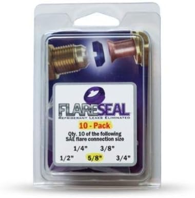 Leak Free 5/8” SAE Flare Seal Fitting - Refrigeration, HVAC, Ductless, Schrader Valve or Mini Split Applications (5/8", 10 Pack)