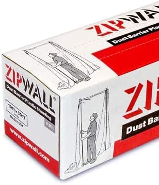 ZipWall PY50 Dust Barrier Plastic Sheeting, White 10ft x 50ft, 3 mil