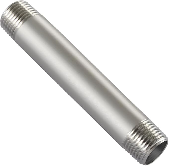 Beduan Stainless Steel Pipe Fitting, 1/2" NPT x 1/2" NPT Male Threaded, 12" Length Pipe Nipple