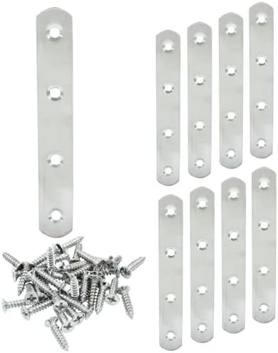 8 Pack 5 Inch Stainless Steel Flat Plate Straight Bracket