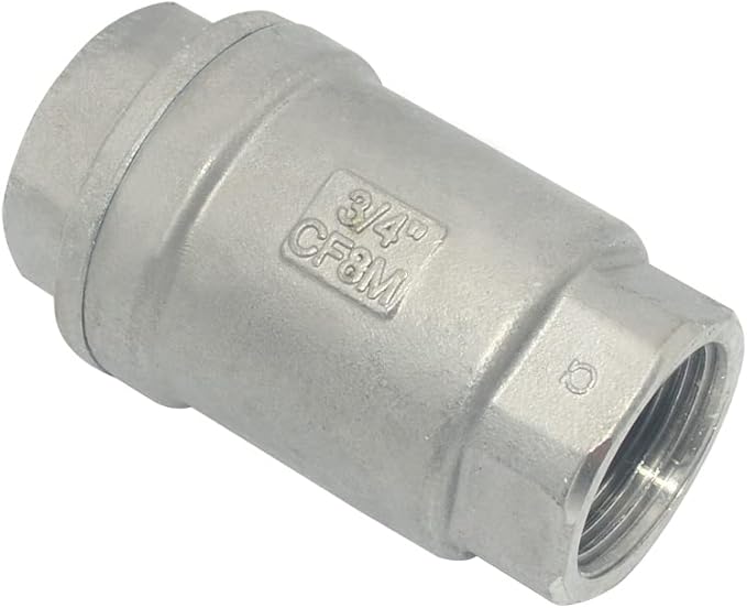 3/4" NPT Female WOG1000 Check Valve,Spring Loaded In-line Low Cracking Pressure,Stainless Steel SS316 CF8M