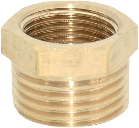 2pcs 1/2" NPT Male To 3/8" NPT Female Brass Reducer Thread Hex Bushing Brass Threaded Pipe Fitting,Hex Reducing Convert Adapter Pipe Fitting (1/2"*3/8")